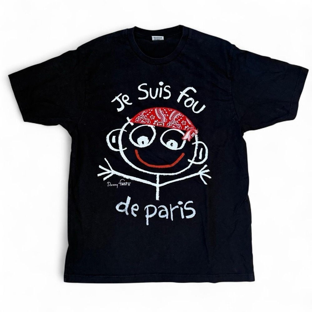 Vintage Danny First Je Suis Fou De Paris Artist T-Shirt Adult Large 90s Y2K VTG
